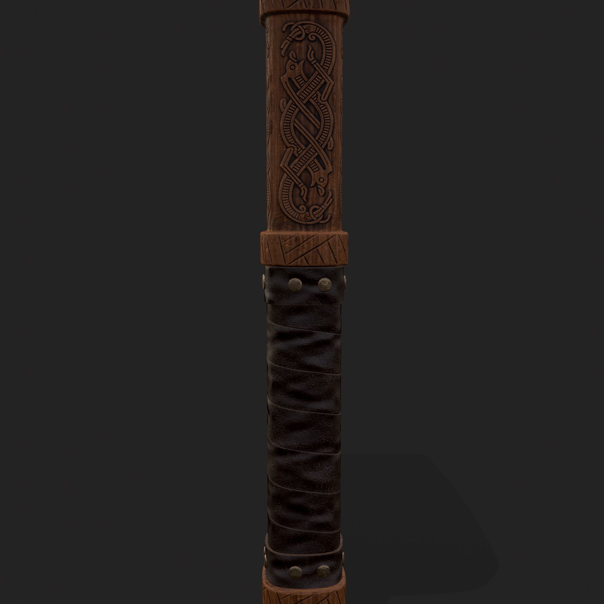 Medieval Viking Ornate Battle Hammer Low-poly 3D model_21