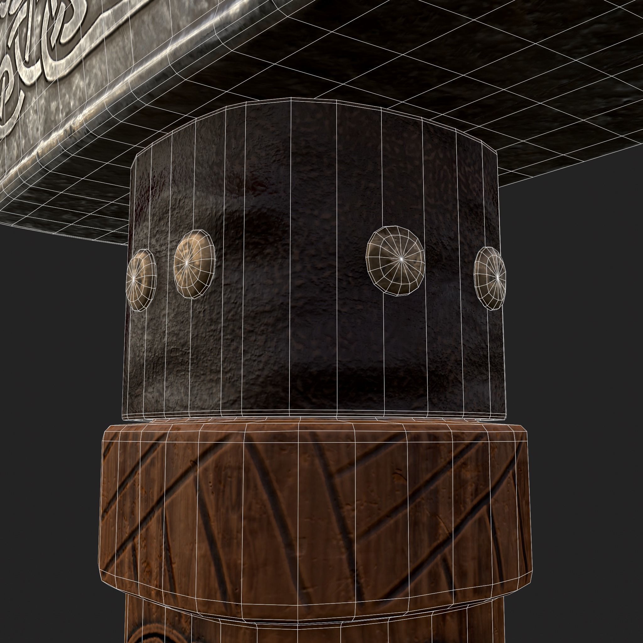 Medieval Viking Ornate Battle Hammer Low-poly 3D model_20