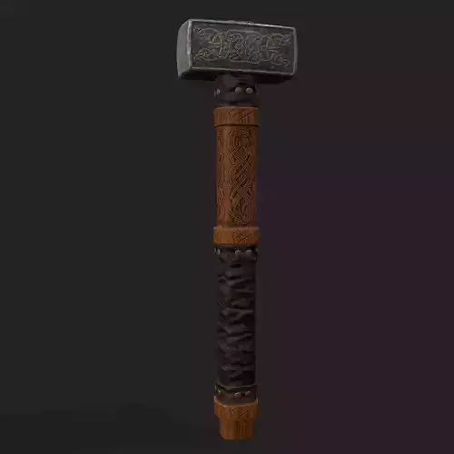 Medieval Viking Ornate Battle Hammer Low-poly 3D model
