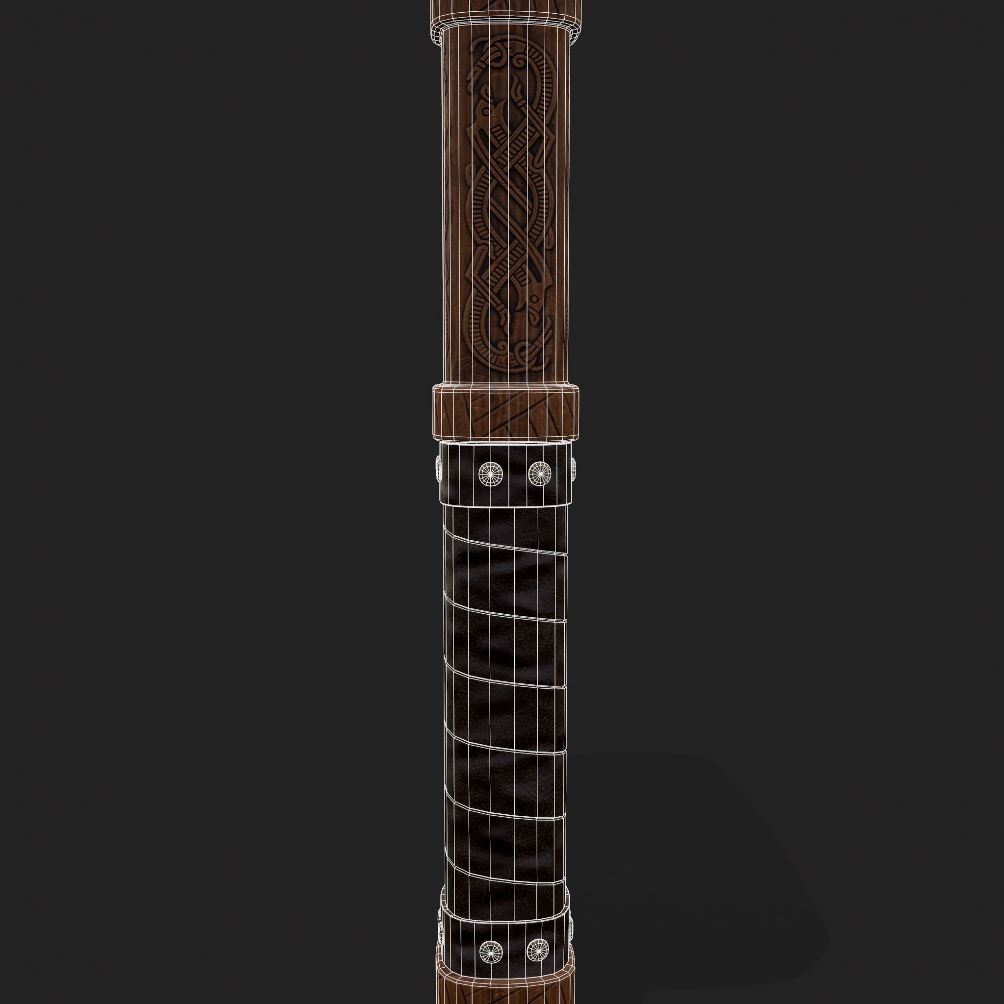 Medieval Viking Ornate Battle Hammer Low-poly 3D model_22