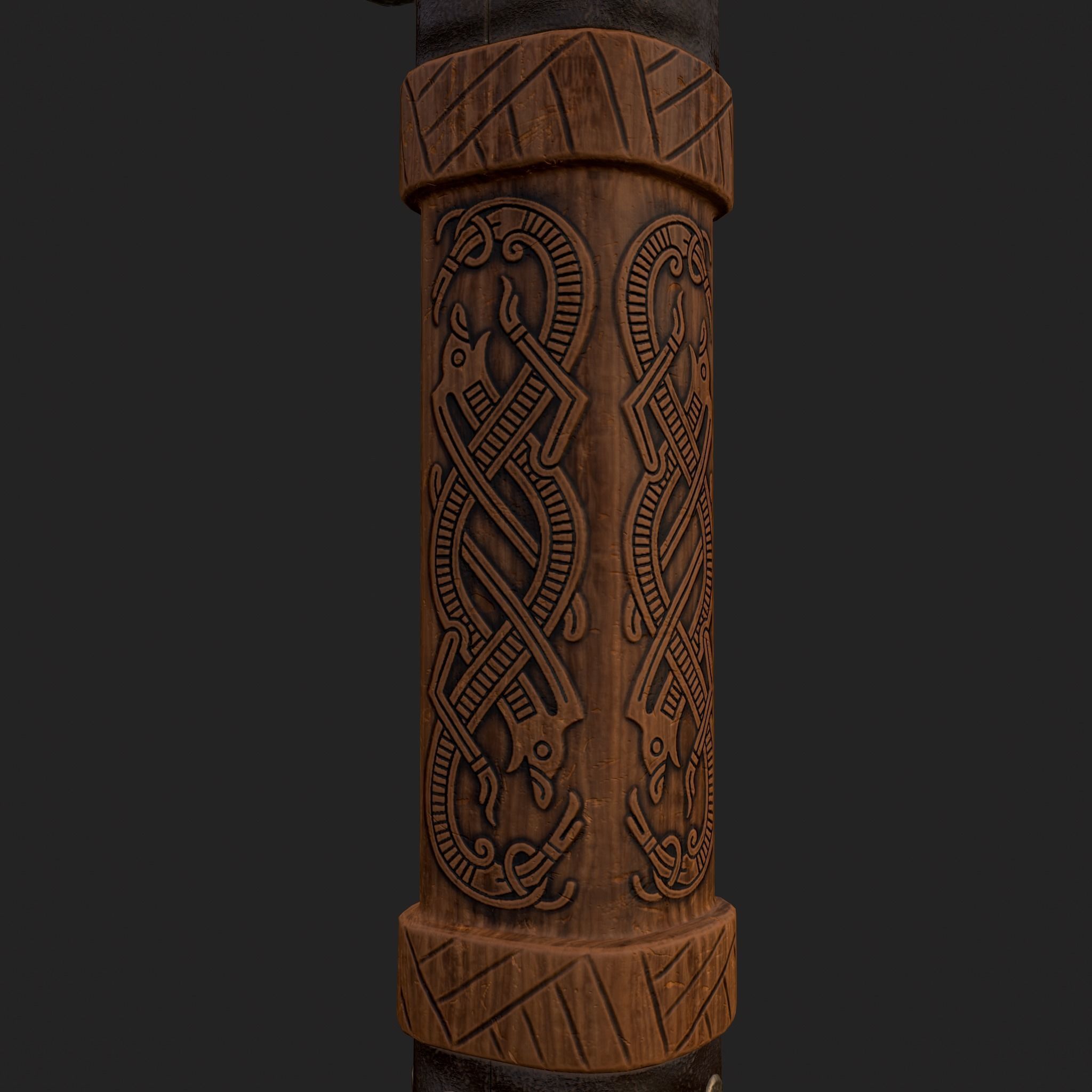 Medieval Viking Ornate Battle Hammer Low-poly 3D model_7