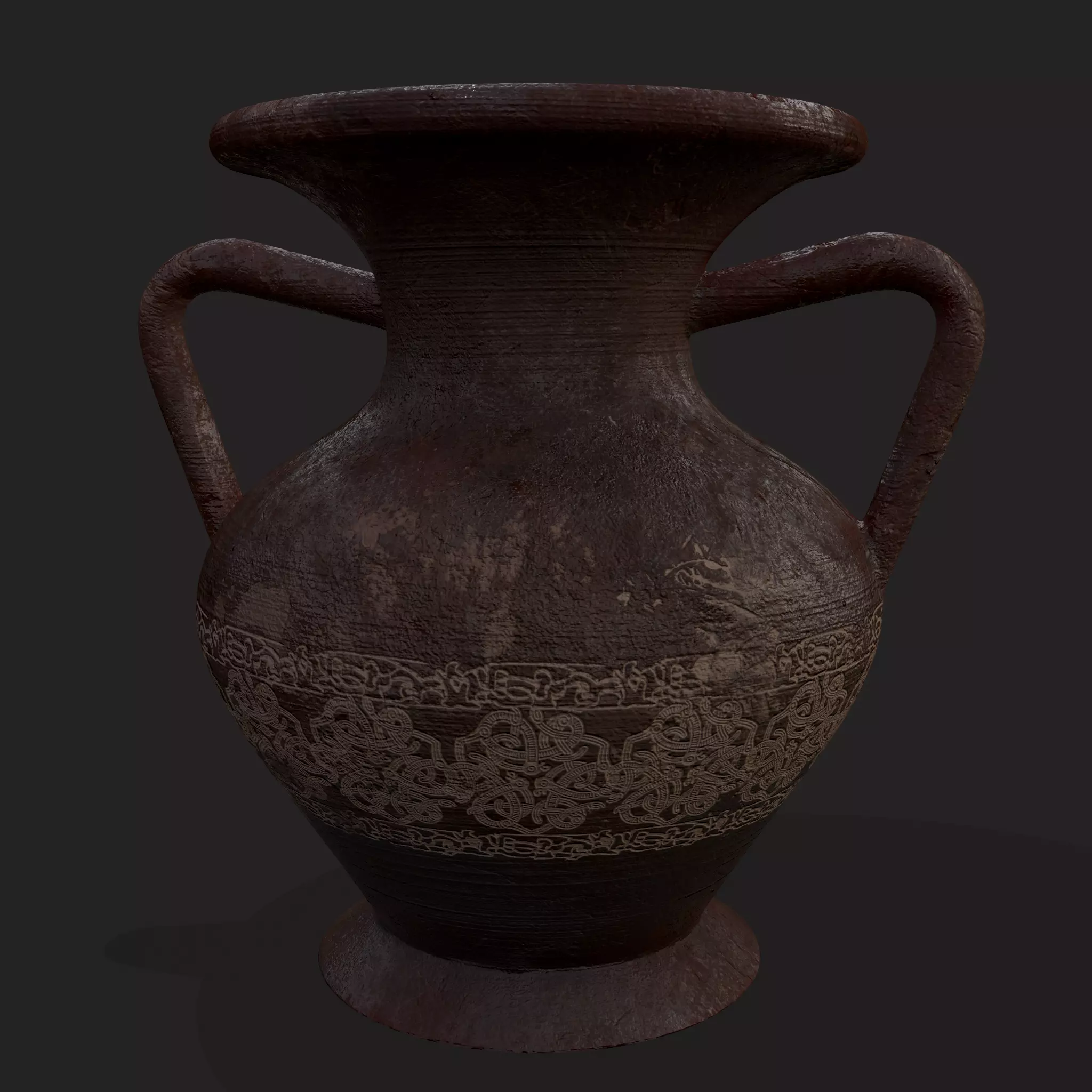 Old Clay Hydria Amphora Low-poly 3D model_0