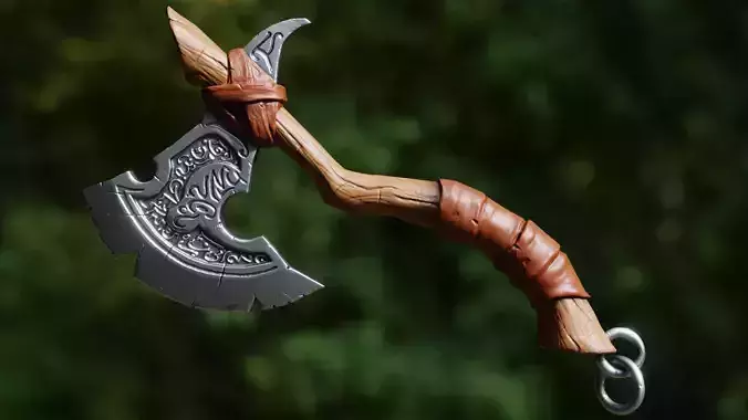 Fantasy Tribal Axe - Stylized Low-Poly Game Weapon