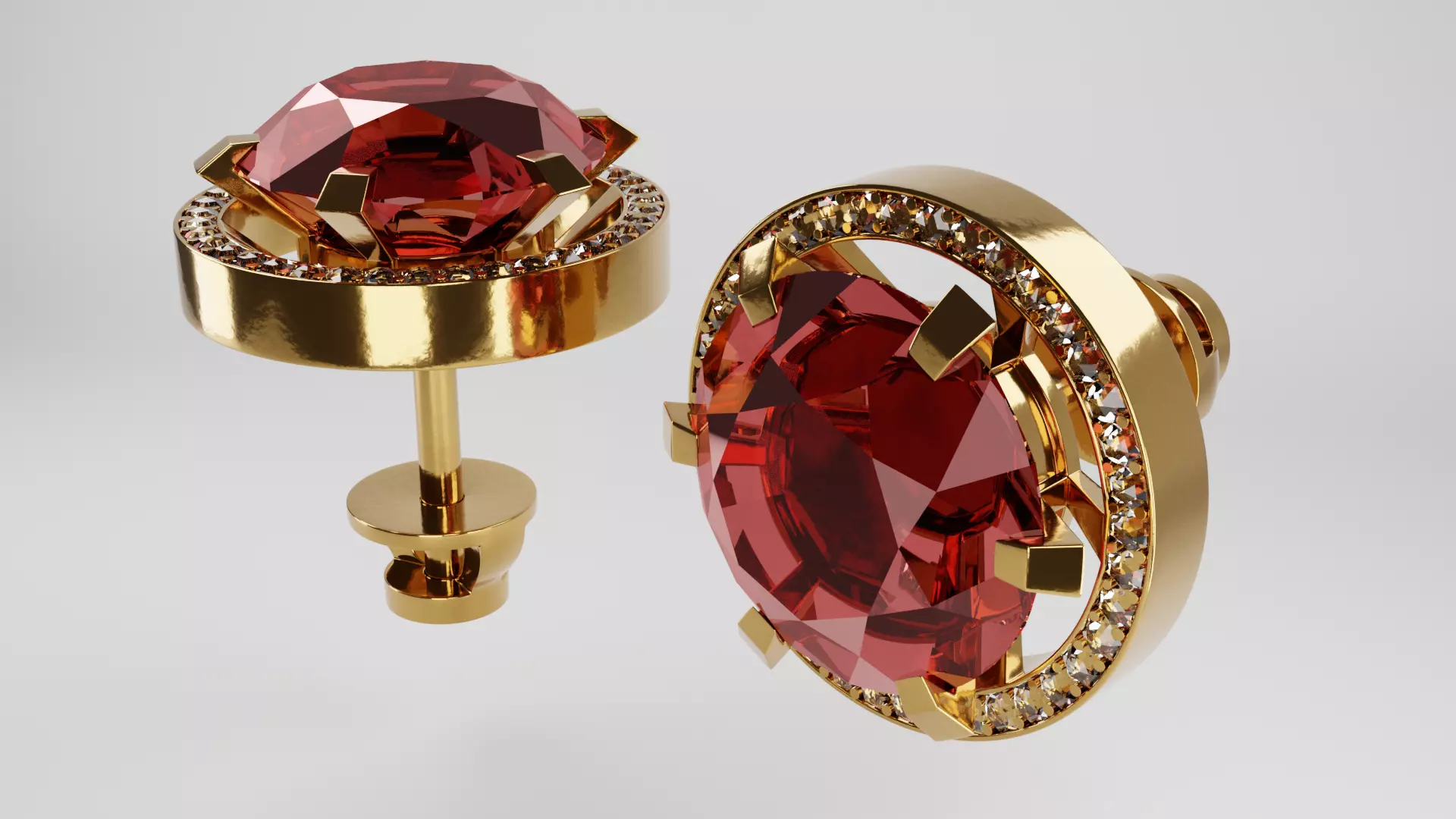 Gold earrings 3D model_0