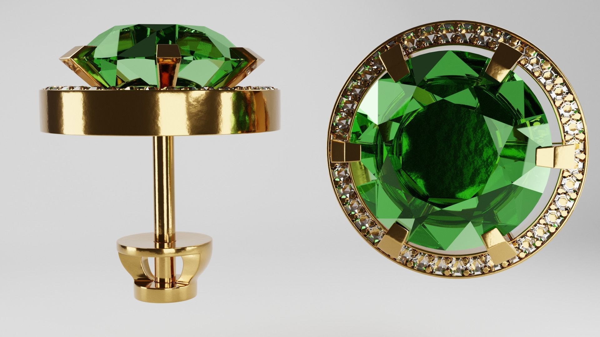 Gold earrings 3D model_5