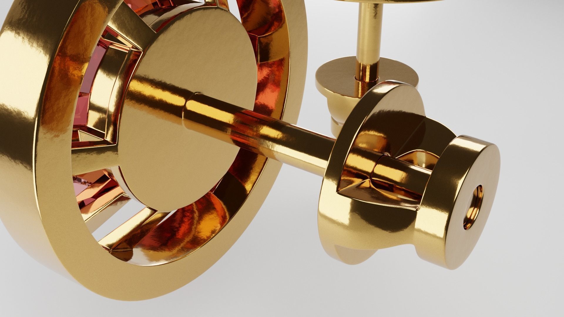 Gold earrings 3D model_2