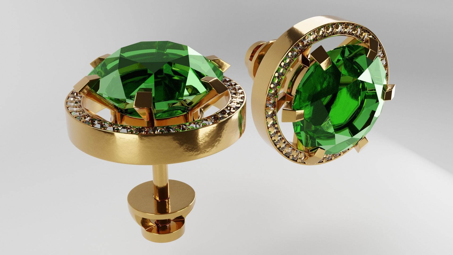 Gold earrings 3D model_3