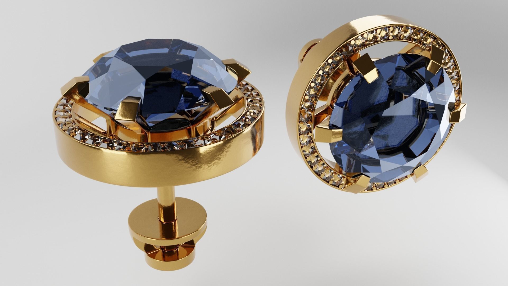 Gold earrings 3D model_6