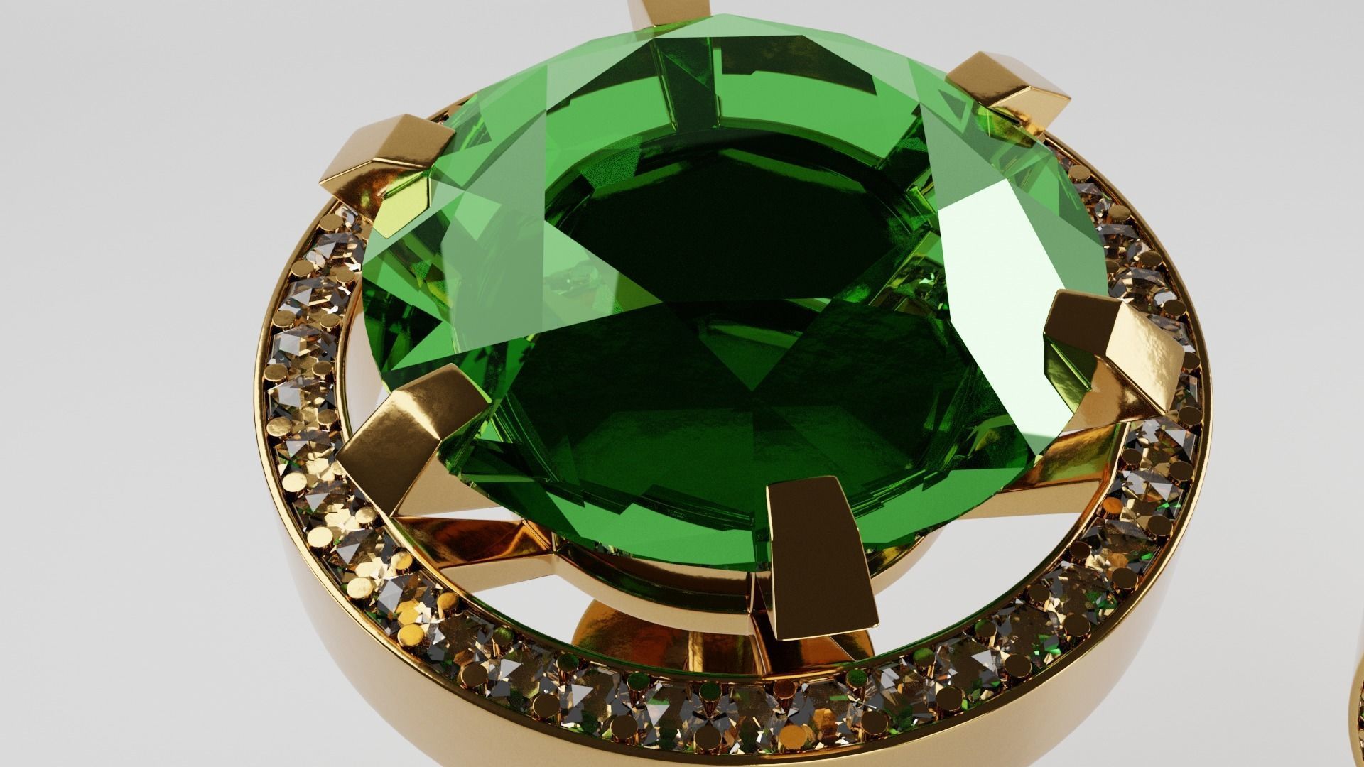 Gold earrings 3D model_4