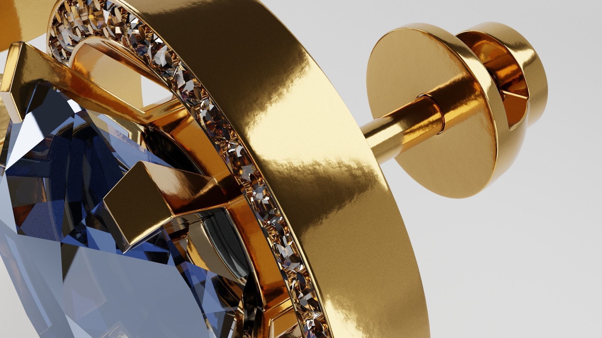 Gold earrings 3D model_8