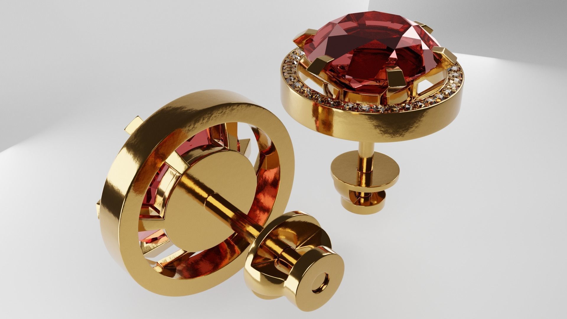 Gold earrings 3D model_1