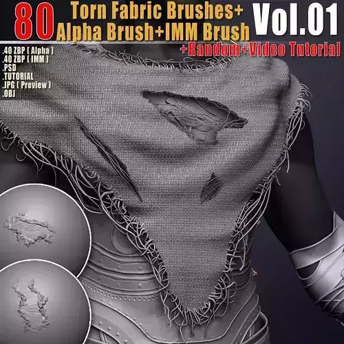 80 Torn Fabric Brushes  Alpha IMM BrushVol01
