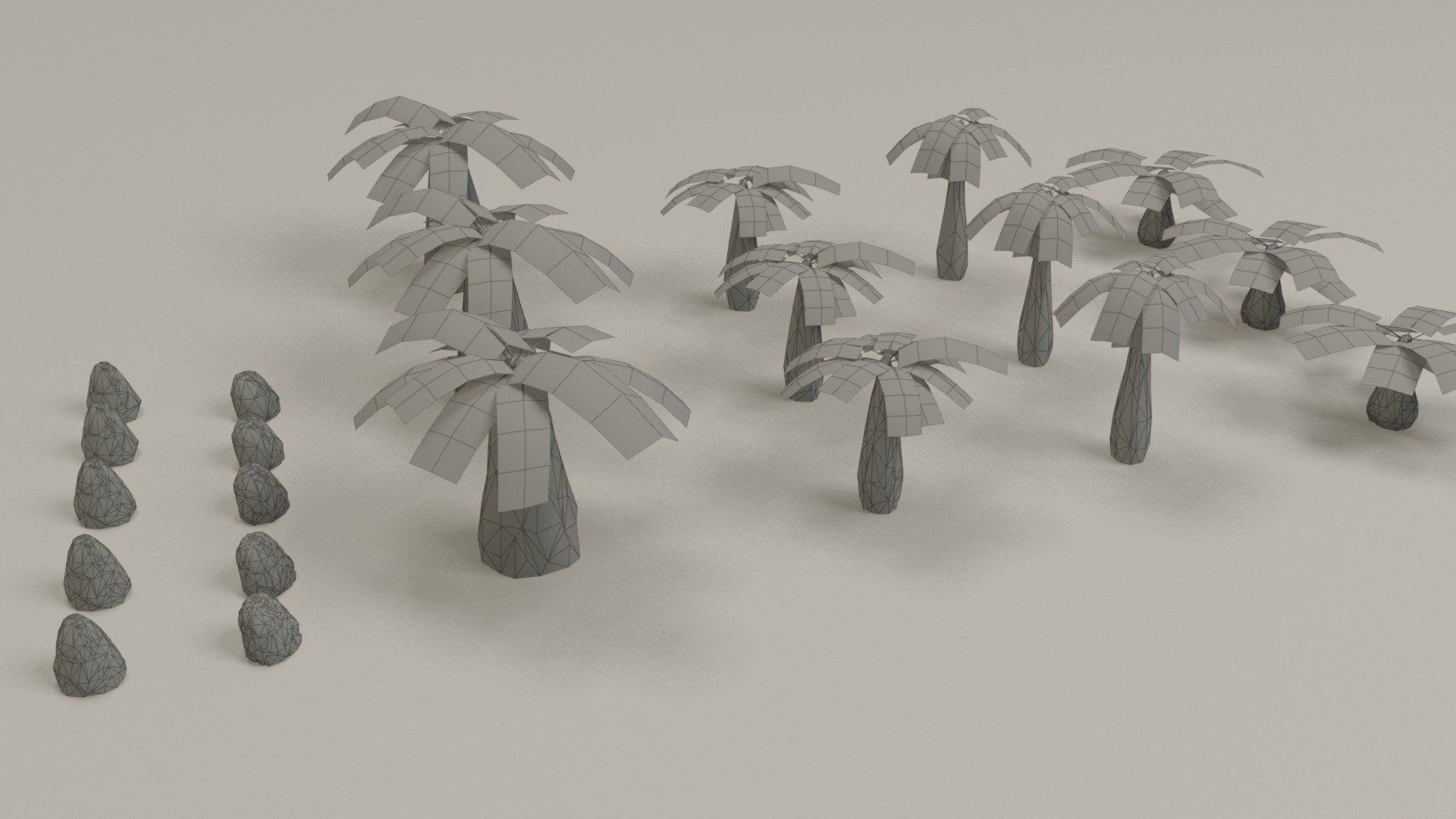 Tropical jungle plants and palms collection Low-poly 3D model_3