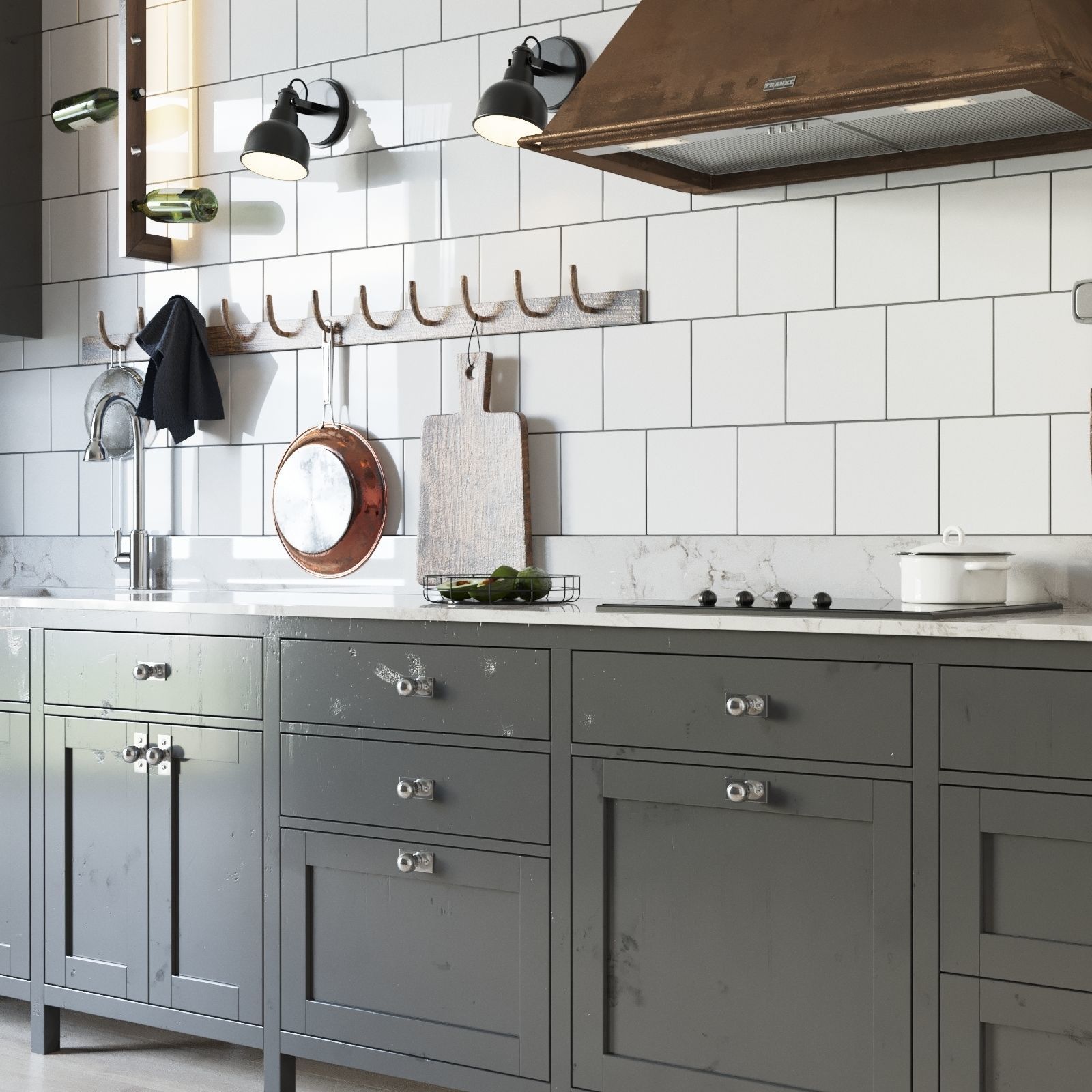 Scandinavian style kitchen set 3D model_6