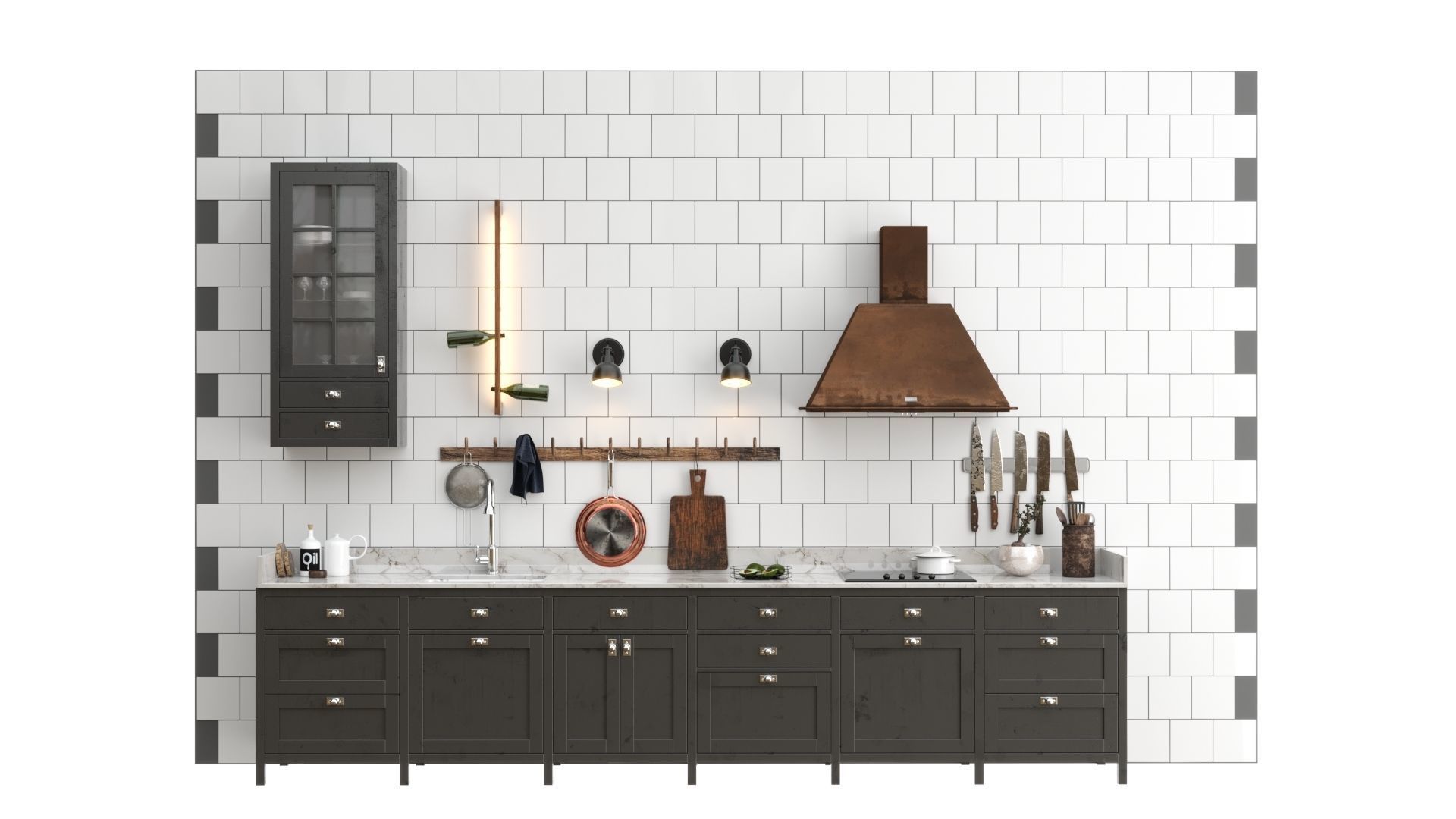Scandinavian style kitchen set 3D model_8