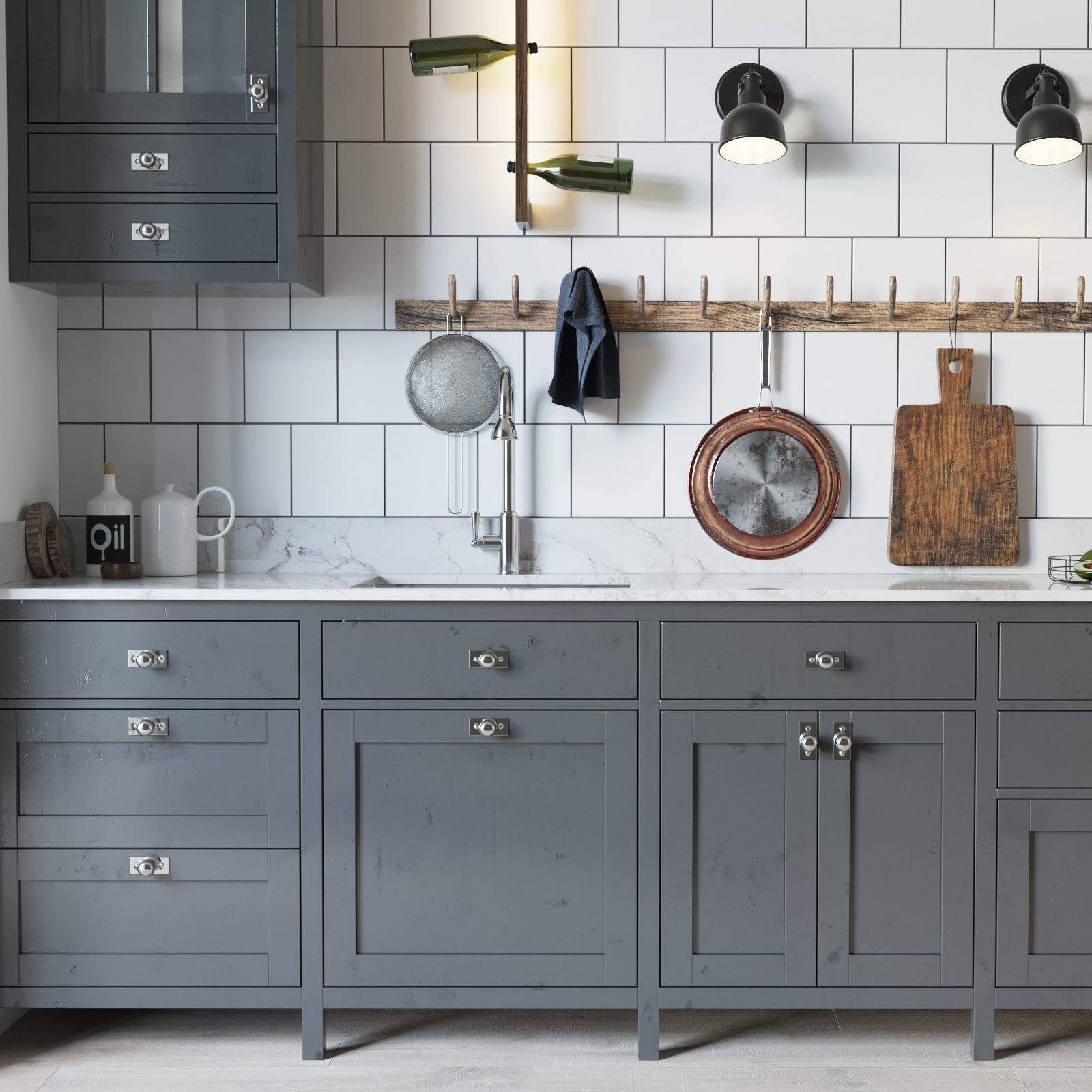 Scandinavian style kitchen set 3D model_2