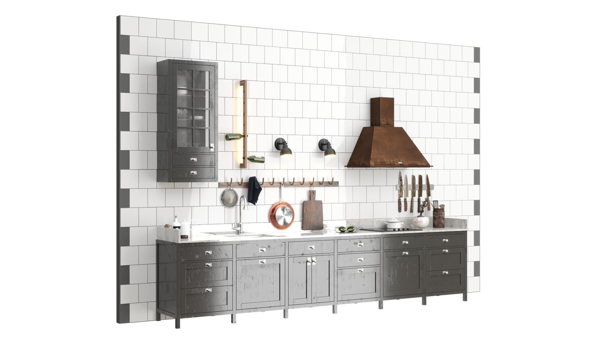 Scandinavian style kitchen set 3D model_9