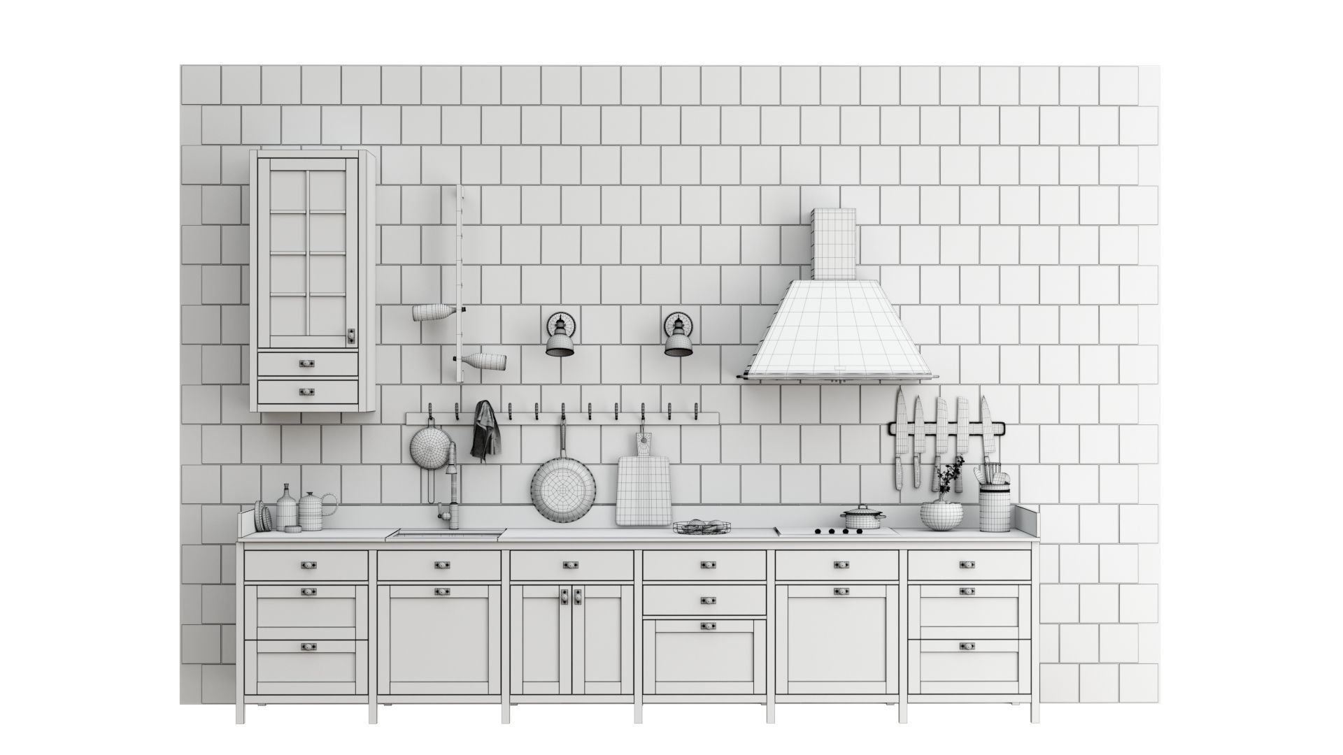 Scandinavian style kitchen set 3D model_24