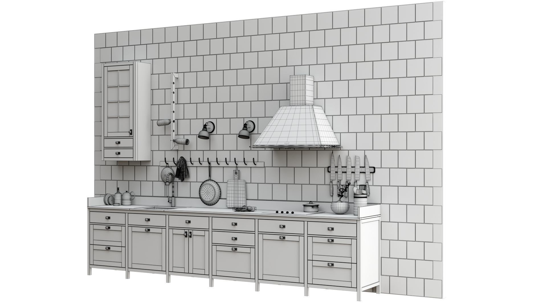 Scandinavian style kitchen set 3D model_26
