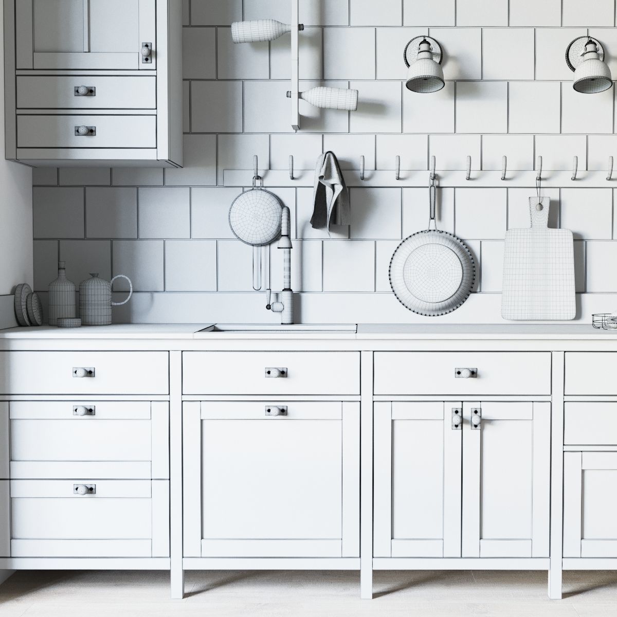 Scandinavian style kitchen set 3D model_27