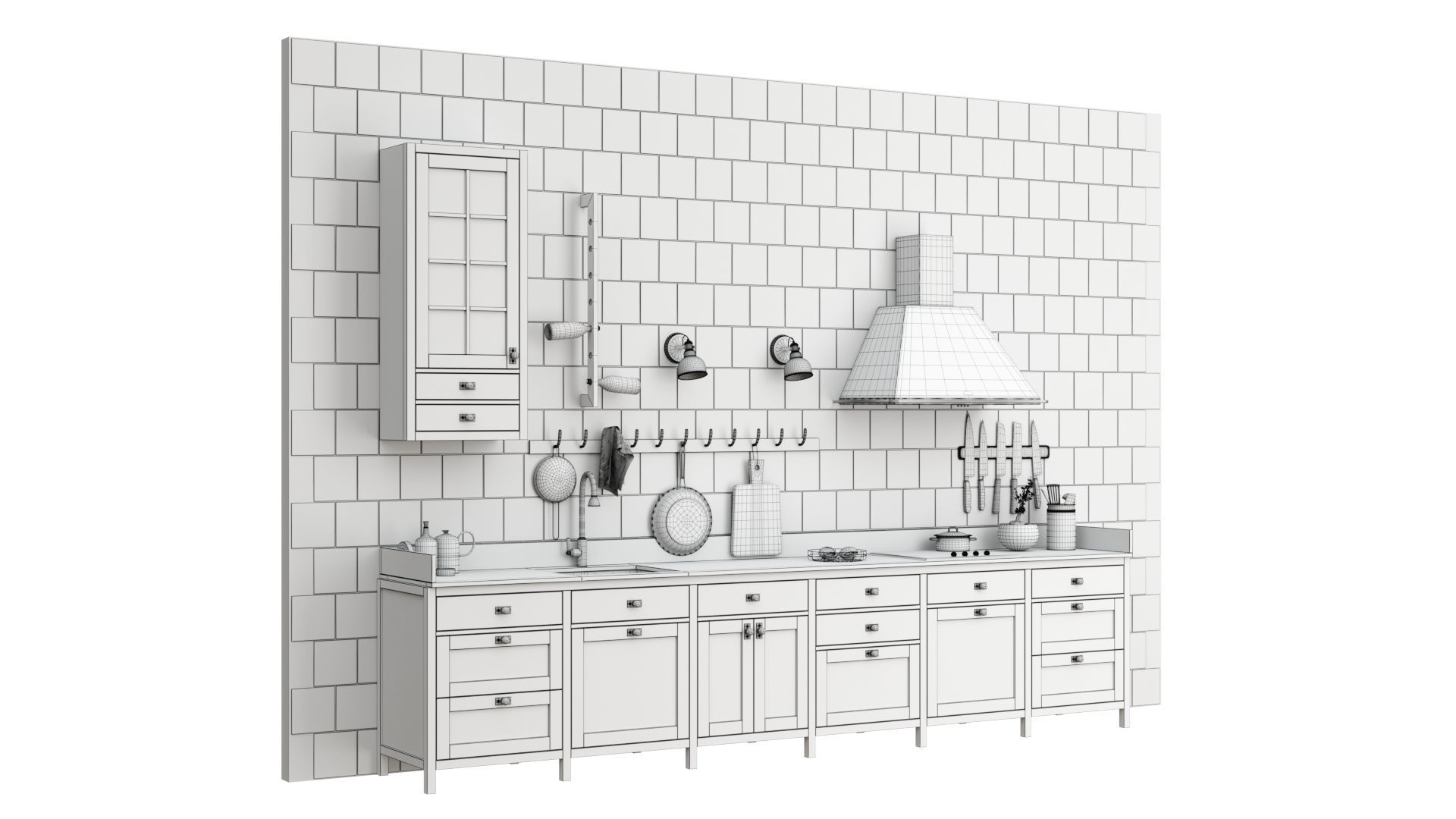 Scandinavian style kitchen set 3D model_25