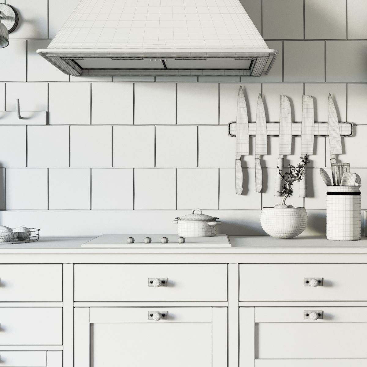 Scandinavian style kitchen set 3D model_28