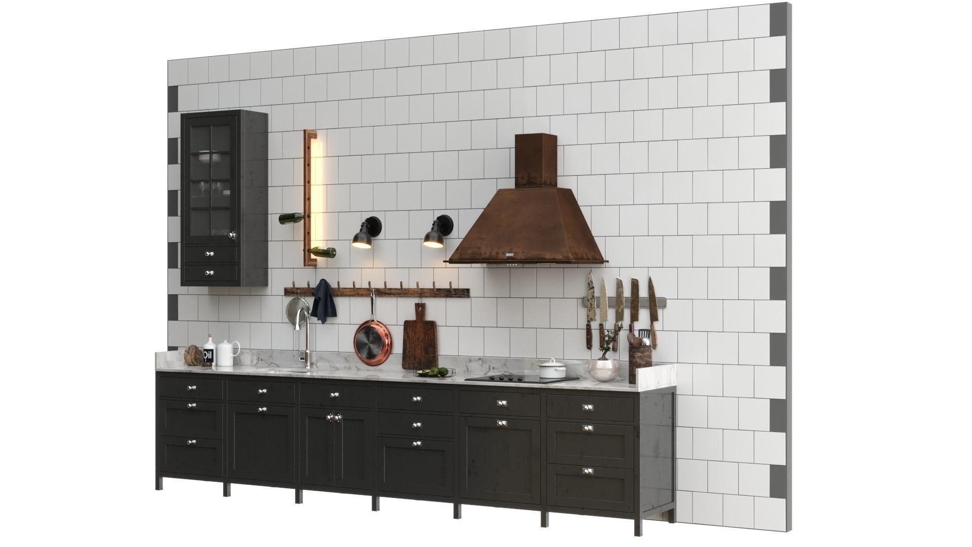 Scandinavian style kitchen set 3D model_10