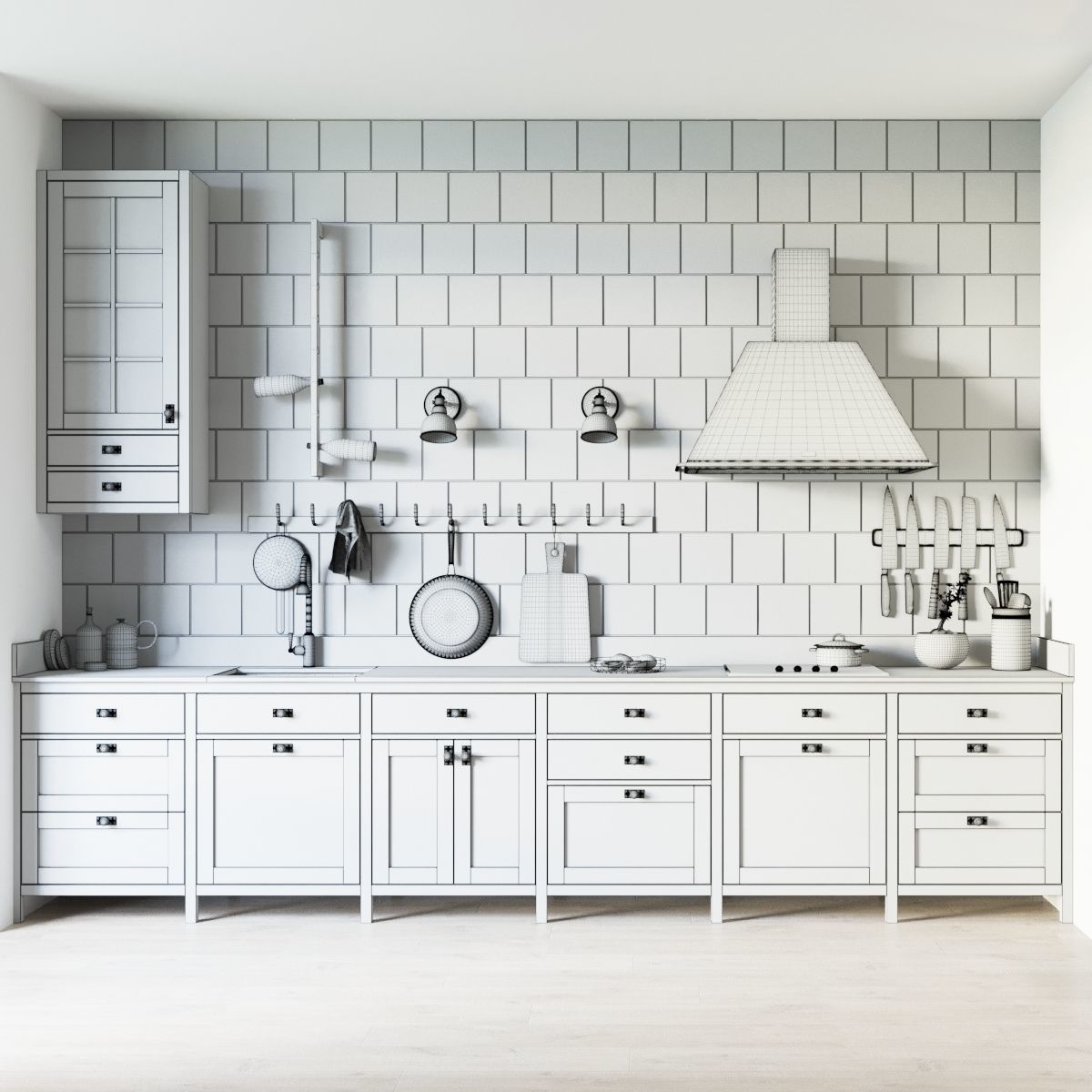 Scandinavian style kitchen set 3D model_29