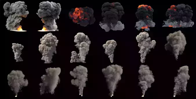 Smoke After Attack - 25 mov footages collection Texture