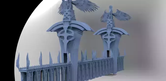 League of legends Inspired Sword Bridge Statues gateway