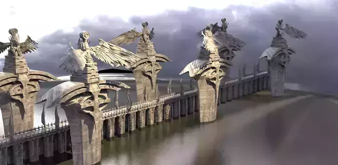 League of legends Inspired Sword Bridge Statues 5