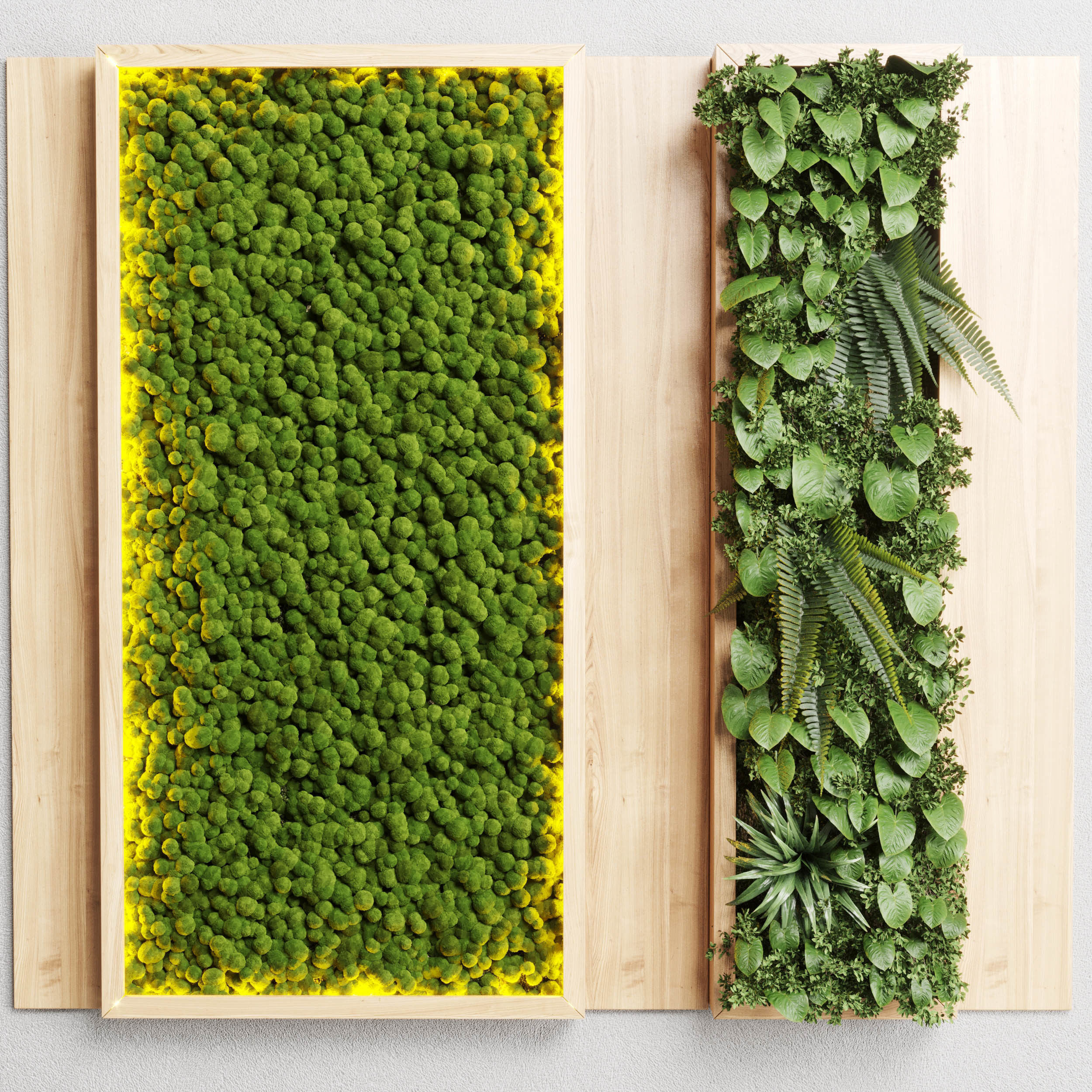 wall garden and vertical moss in wooden frame 22 3D model_1