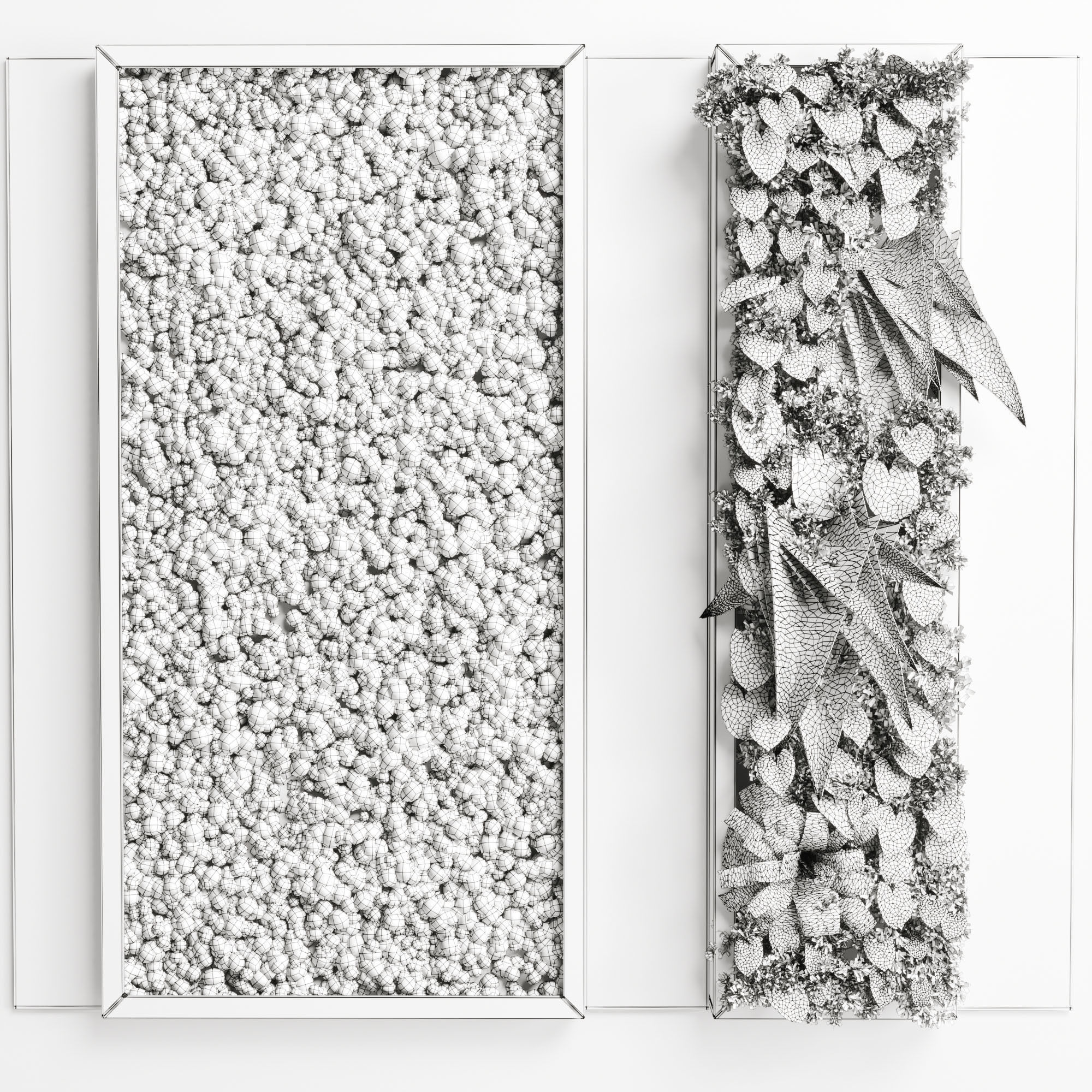 wall garden and vertical moss in wooden frame 22 3D model_3