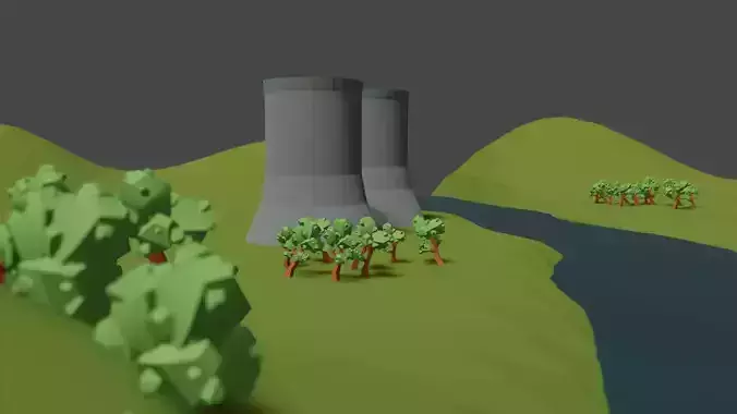 nuclear plant low poly Free low-poly 3D model