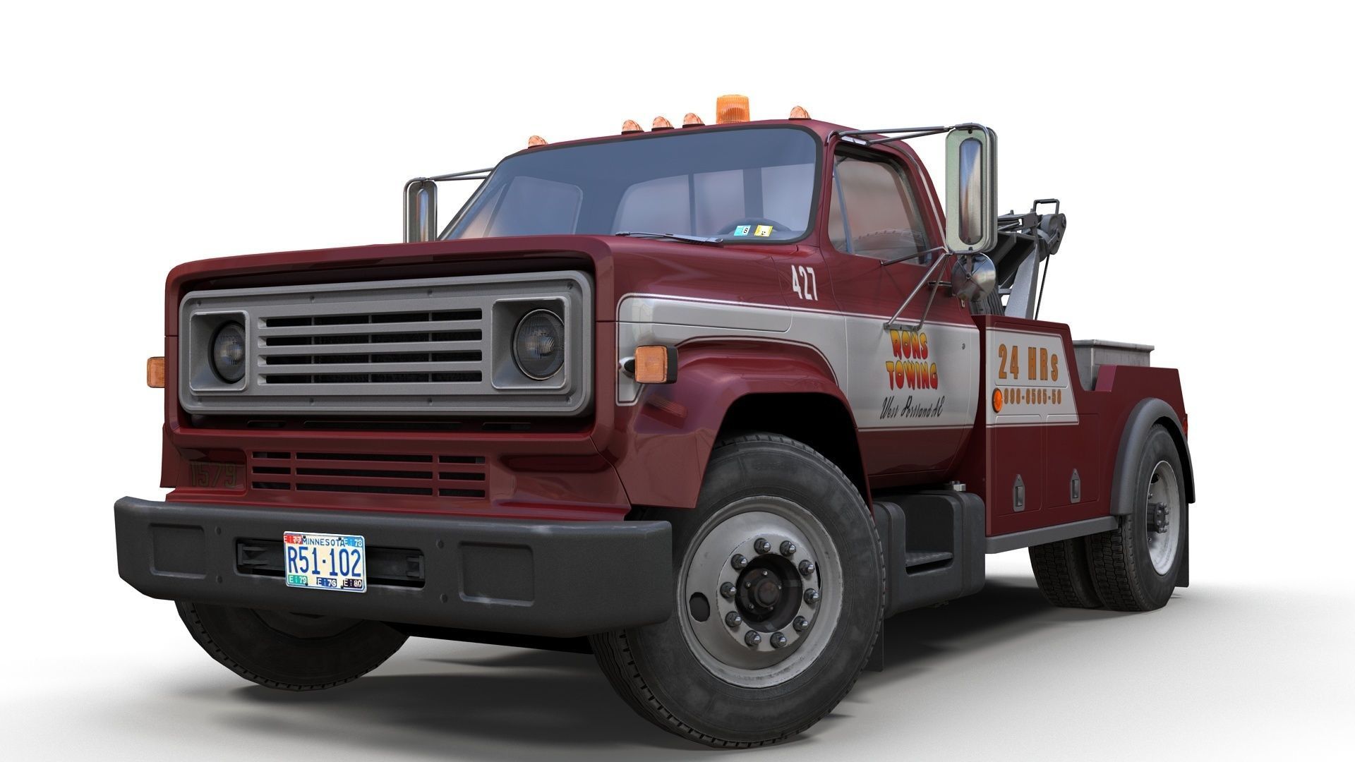 Holmes wrecker truck Low-poly 3D model_8