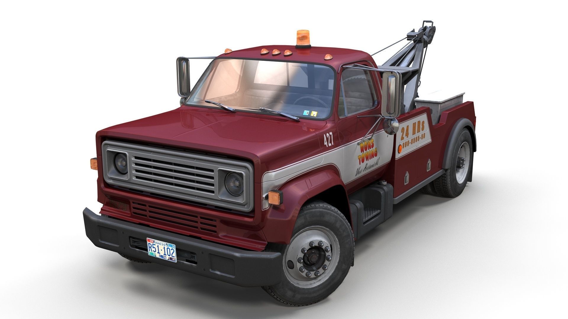 Holmes wrecker truck Low-poly 3D model_1