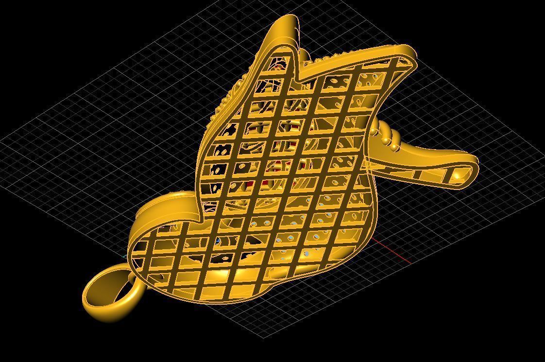 owl necklace 3D model_6