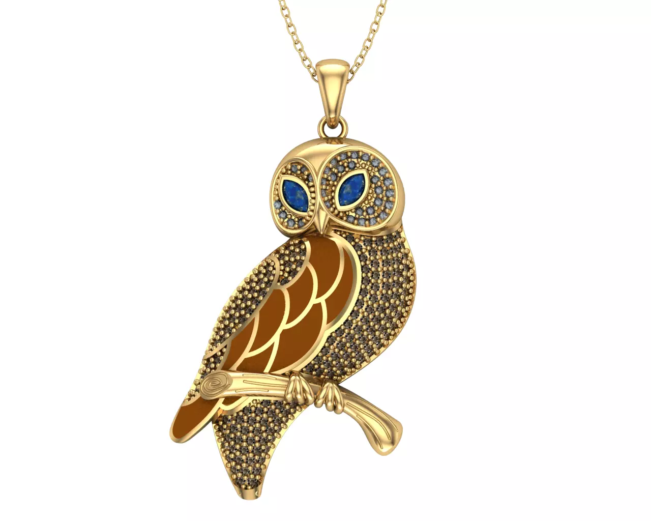 owl necklace 3D model_0