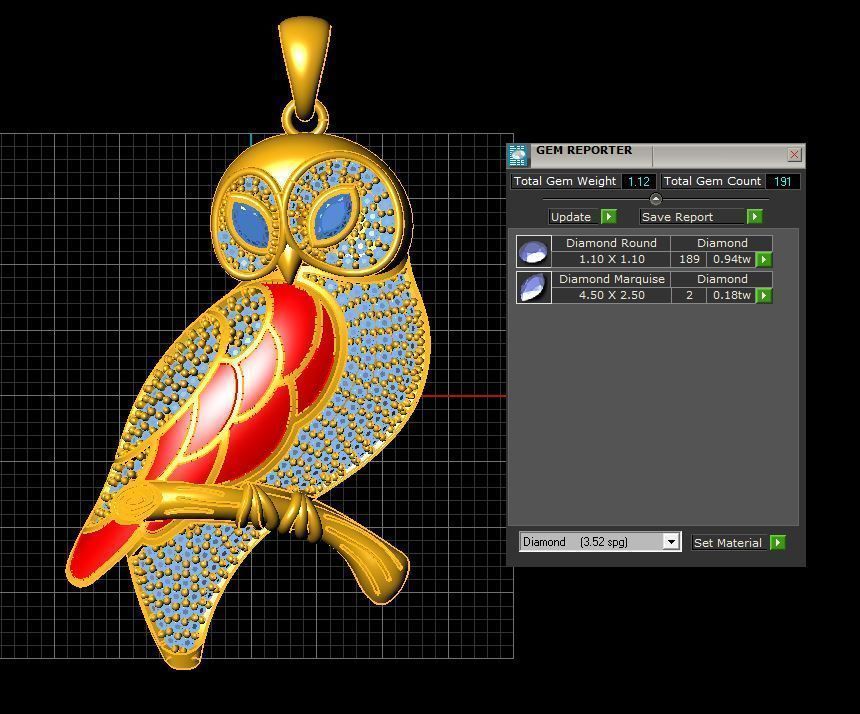 owl necklace 3D model_4