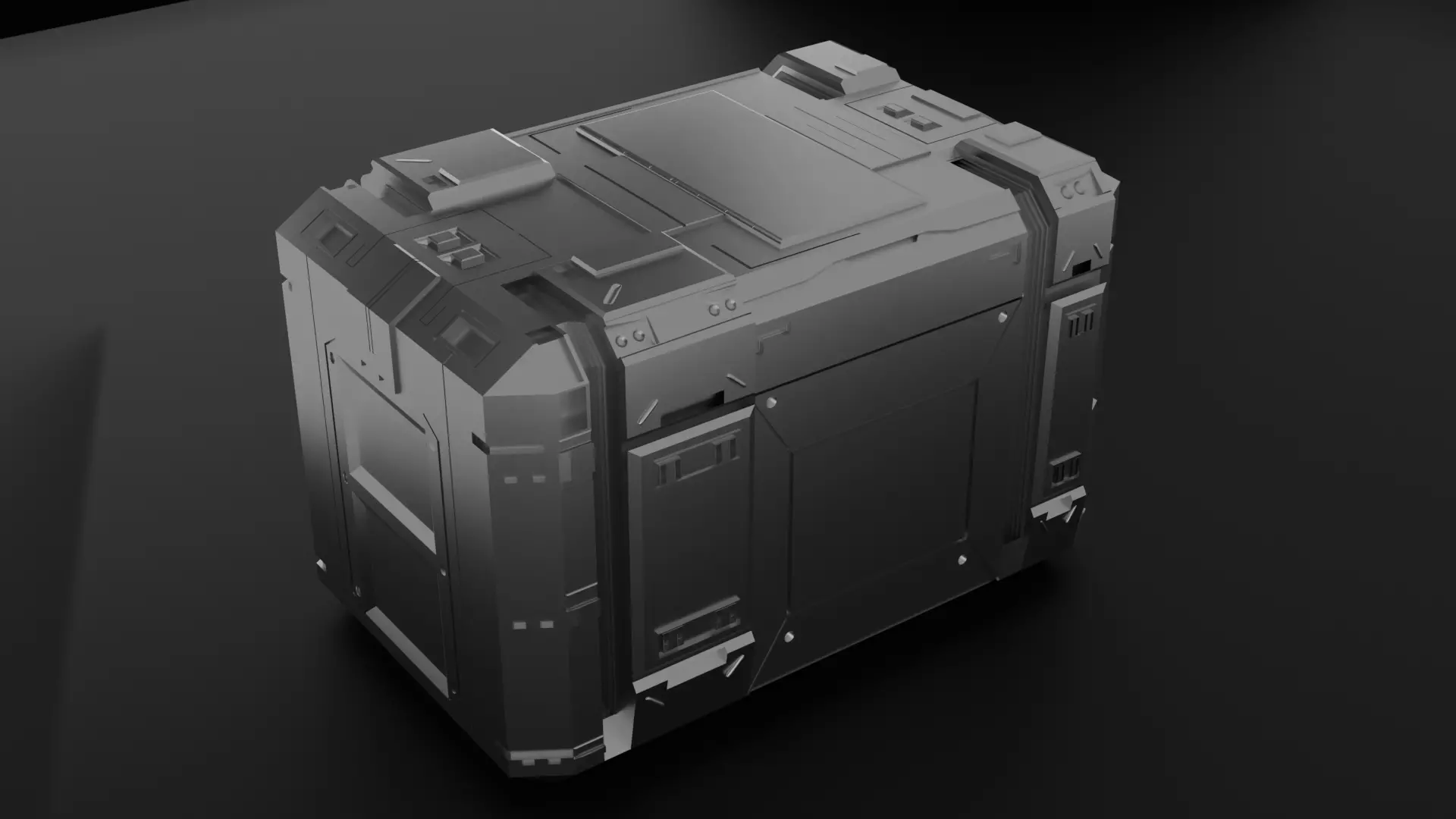 metal silver sci fi cargo box Free low-poly 3D model