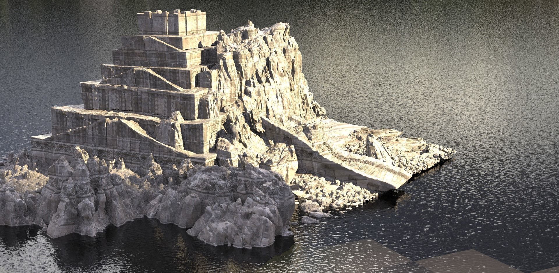 Ziggurat ancient structure 1 3D tiled texture provided  3D model_1