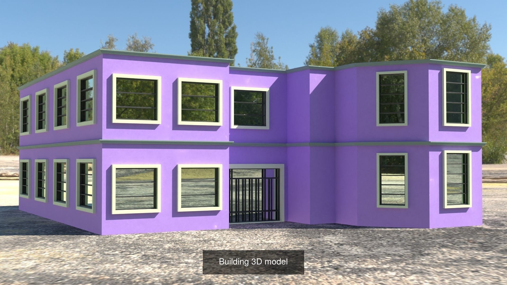 Palace building with solar panels 3D Model Collection_9