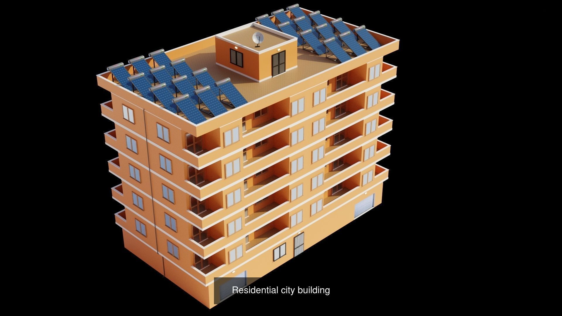 Palace building with solar panels 3D Model Collection_2