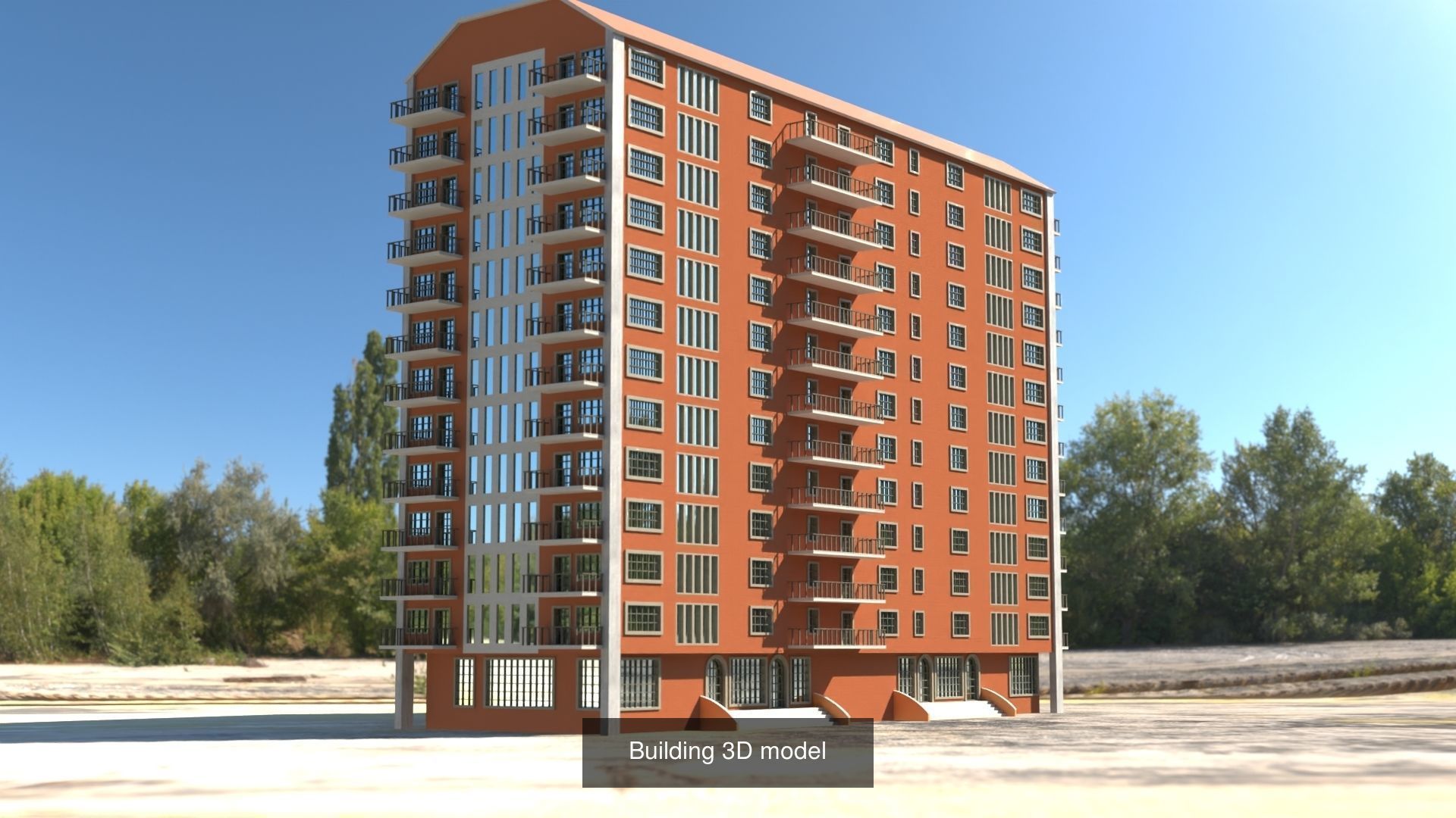 Palace building with solar panels 3D Model Collection_7