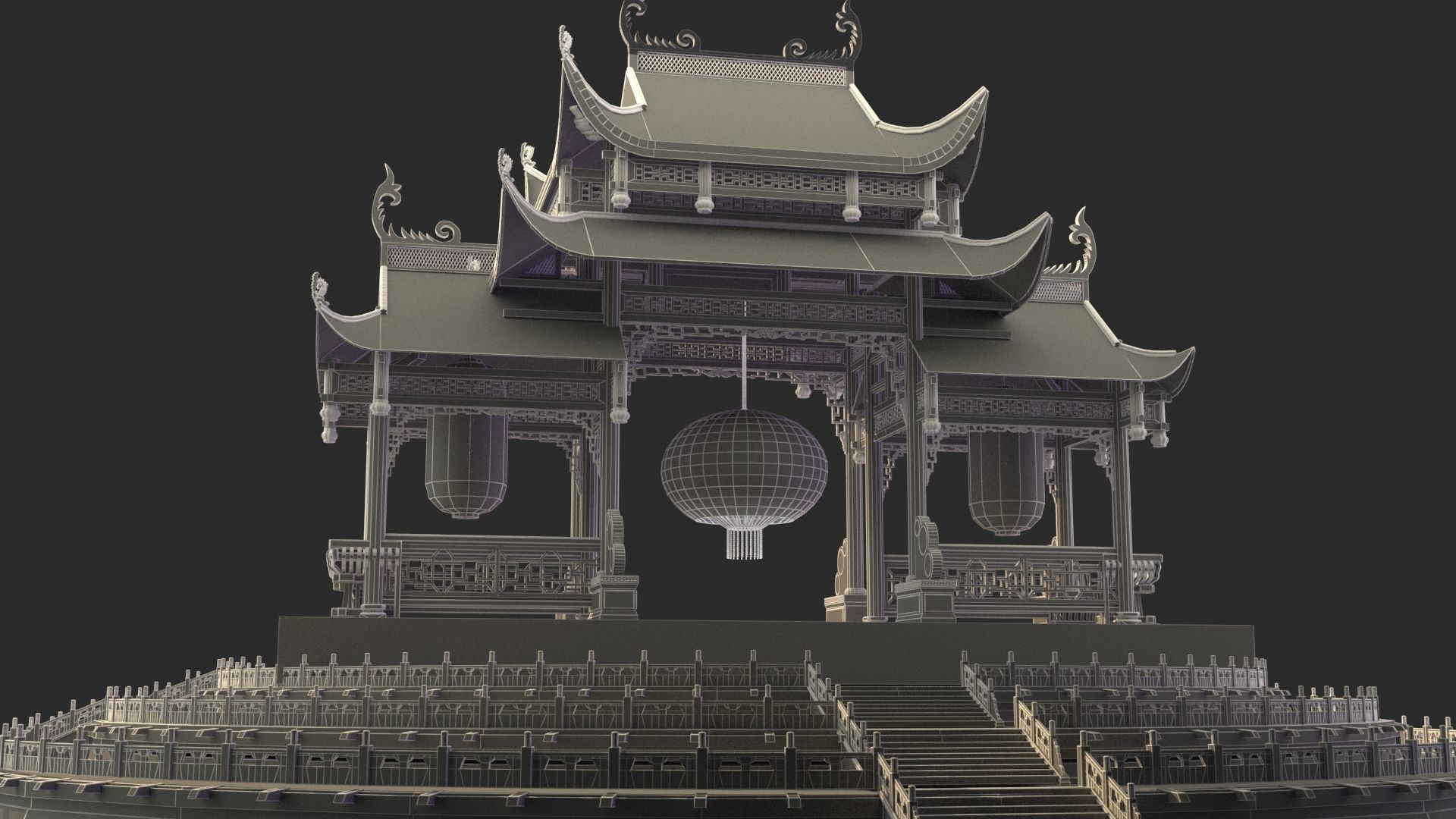 Chinese gate  3D model_6