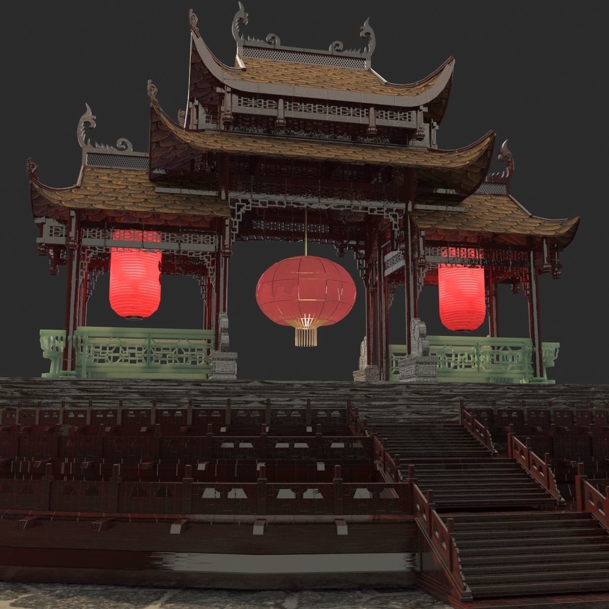 Chinese gate  3D model_5