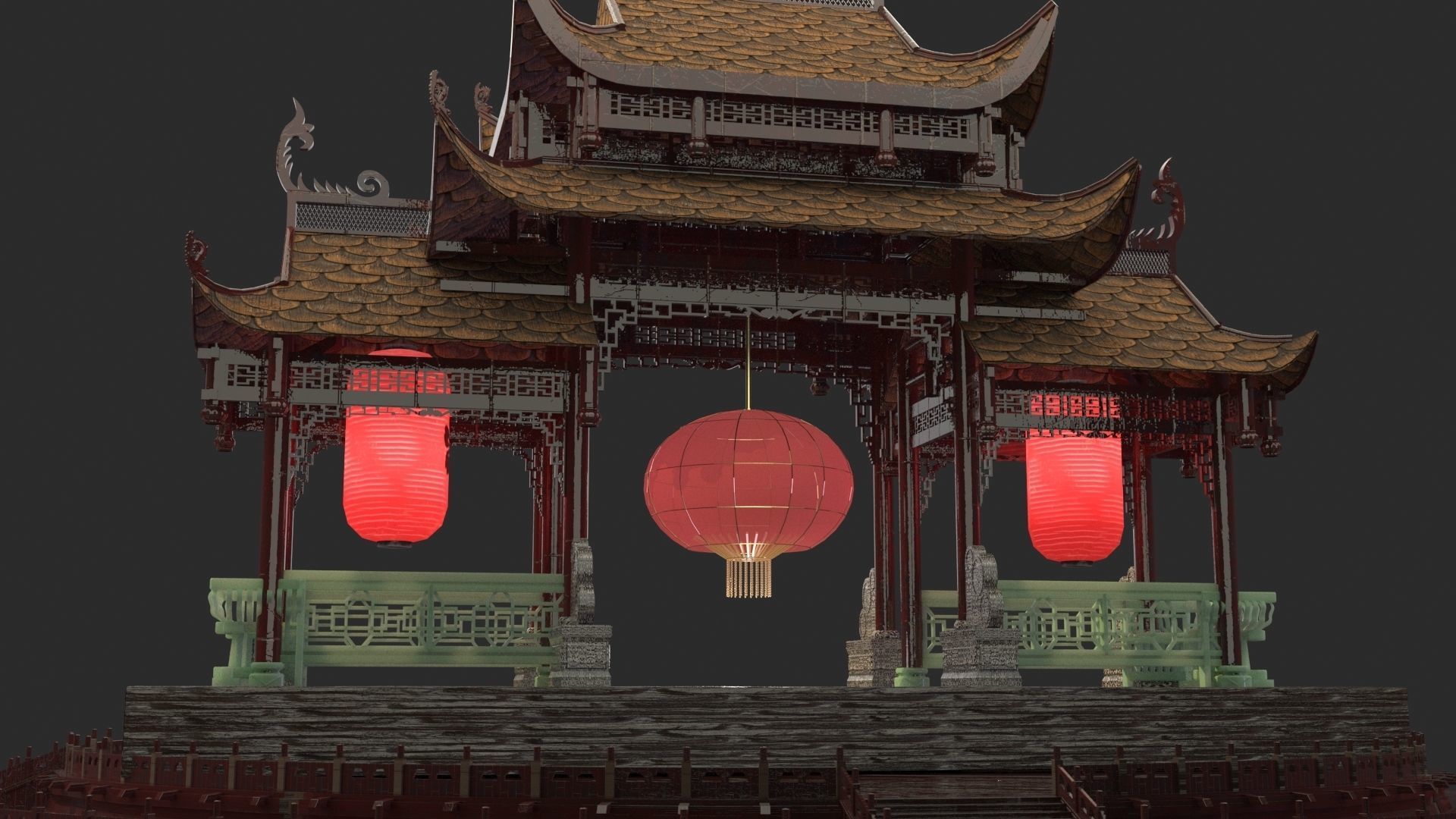 Chinese gate  3D model_4