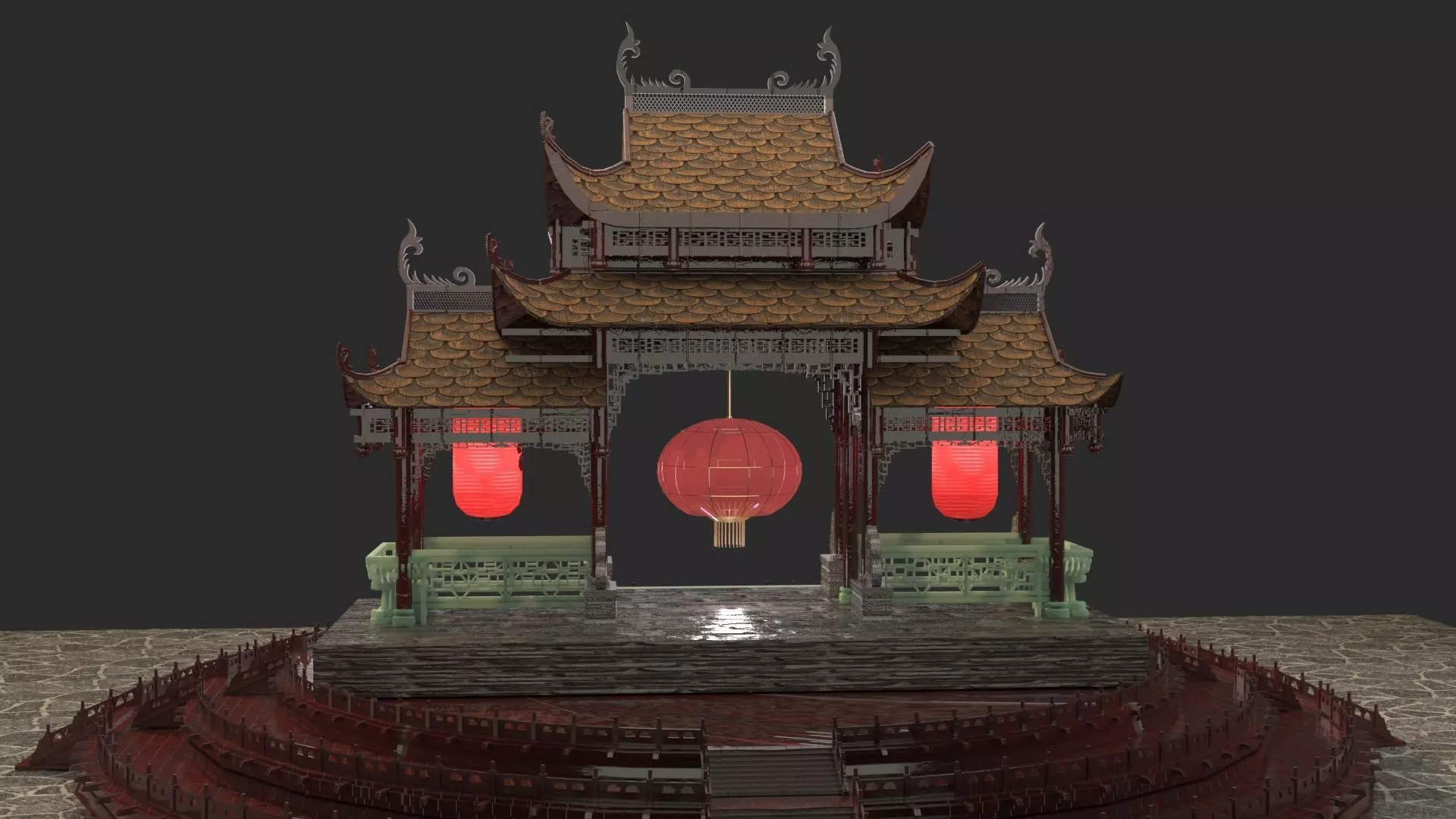 Chinese gate  3D model_0