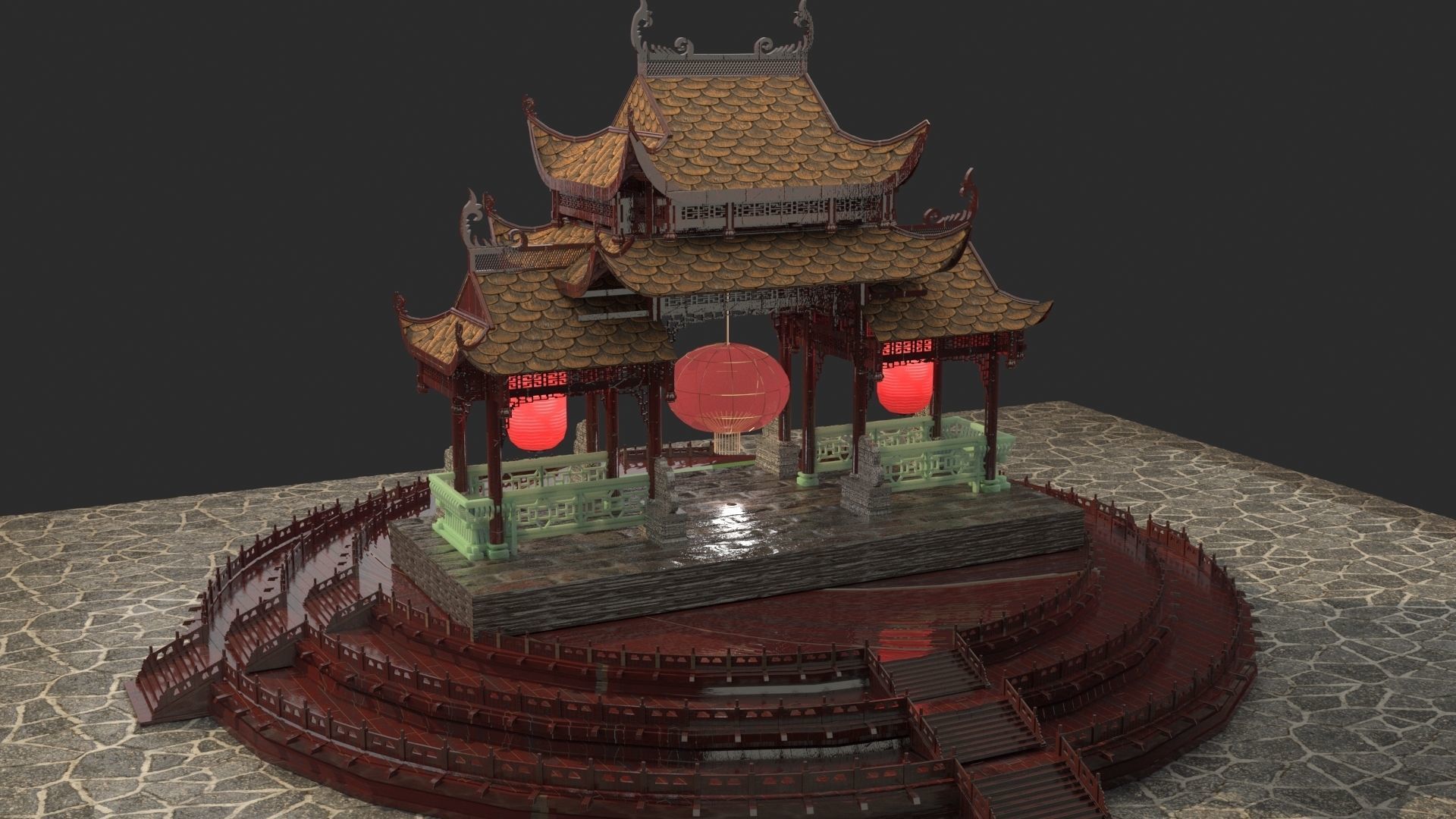 Chinese gate  3D model_2