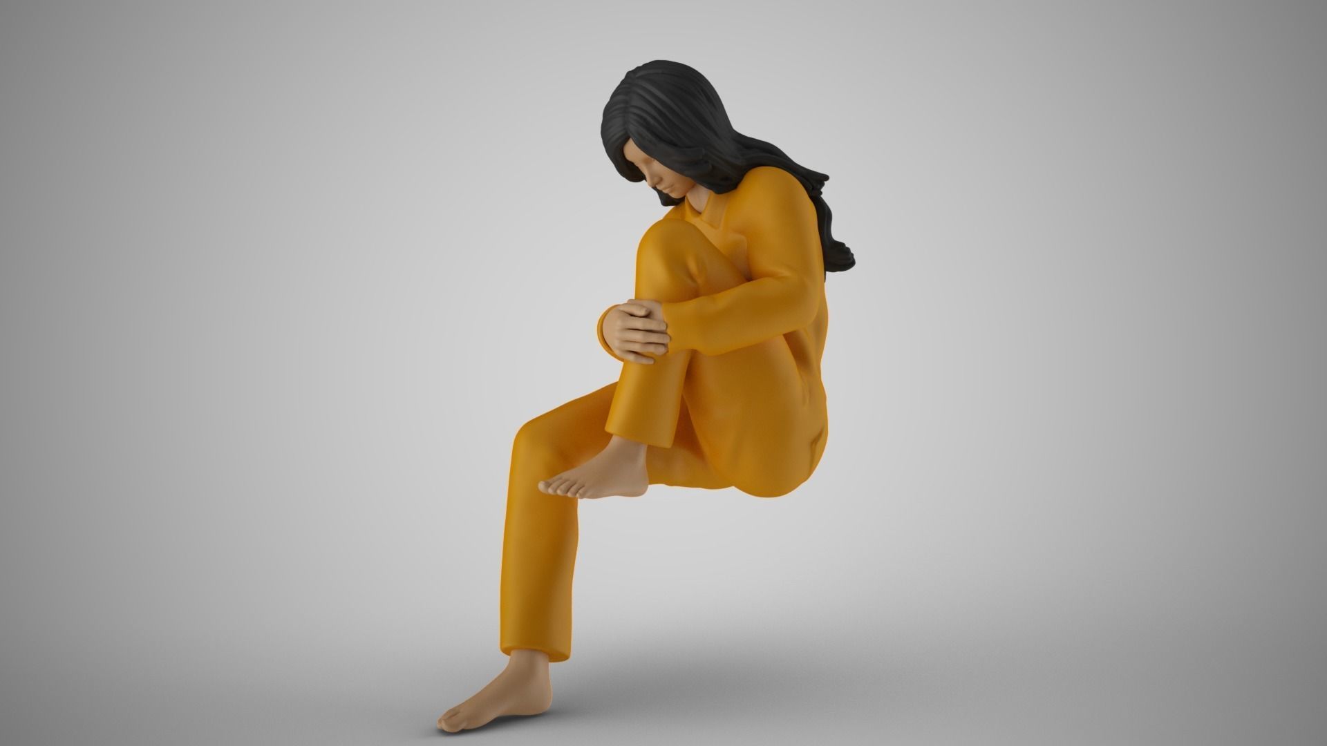 Woman in Deep Thought 3D print model_9